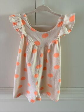 Zara Cream Toddler Dress with Neon Orange Polka Dots
